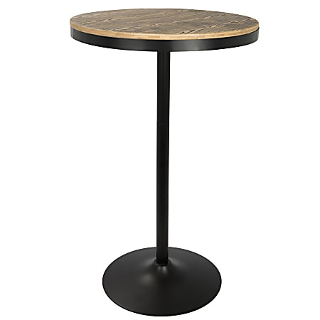 Lumisource Dakota Industrial Adjustable Bar/Dinette Table, Round, Medium Brown/Black