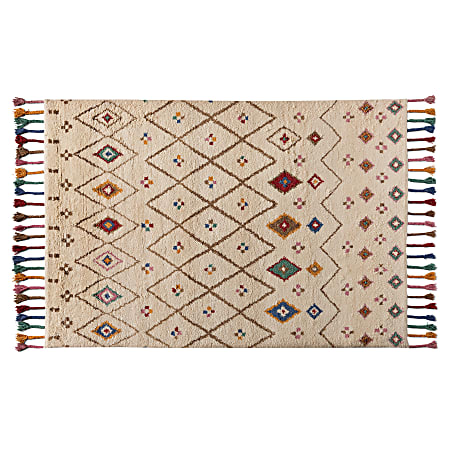 Baxton Studio Cremono Hand-Tufted Wool Area Rug, 5-1/4' x 7-1/2', Beige/Multicolor