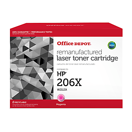 Remanufactured Magenta High-Yield Toner, Replacement For 206X (W2113X), 2,450 Page-Yield Remanufactured Magenta High-Yield Toner, Replacement For 206X (W2113X), 2,450 Page-Yield