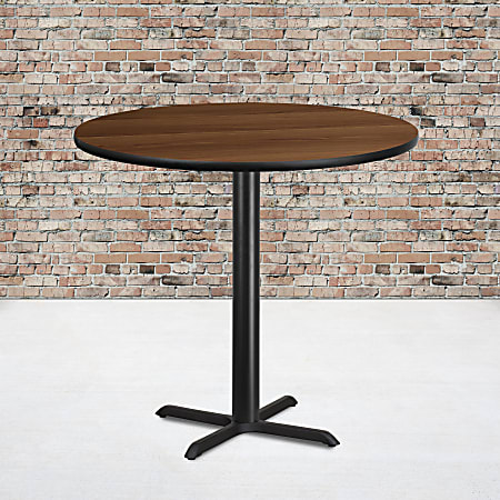 Flash Furniture Round Bar-Height Table, 43-1/8"H x 42"W x 42"D, Walnut/Black