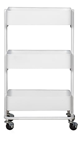 Linon Watkins 3-Tier Metal Storage Cart, 29-1/2"H x 17"W x 11"D, White