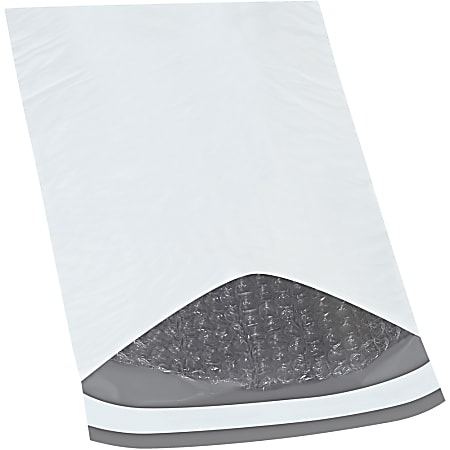 Partners Brand Bubble-Lined Poly Mailers, 7 1/4" x 12", White, Box Of 100