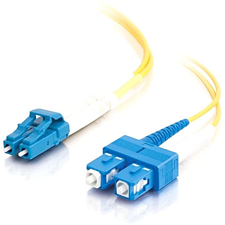 C2G 8m LC-SC 9/125 OS1 Duplex Singlemode PVC Fiber Optic Cable (USA-Made) - Yellow