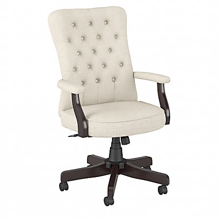 Bush® Business Furniture Arden Lane High-Back Tufted Office Chair With Arms, Cream Fabric, Standard Delivery