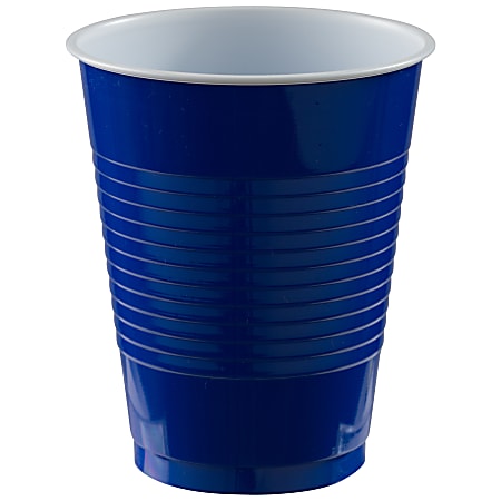 Amscan Go Brightly Plastic Cups, 18 Oz, Royal