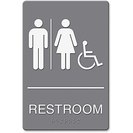 HeadLine Restroom/Wheelchair Image Indoor Sign - Restroom (Man/Woman/Wheelchair) Print/Message - 6"x 9" - 4811
