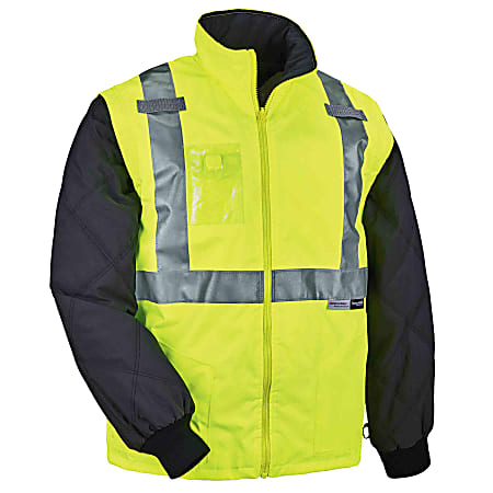 Ergodyne GloWear® 8287 Type R Class 2 High-Visibility Thermal Jacket With Removable Sleeves, 2X, Lime