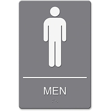 Headline ADA Restroom Sign, Men's, 6" x 9", Gray