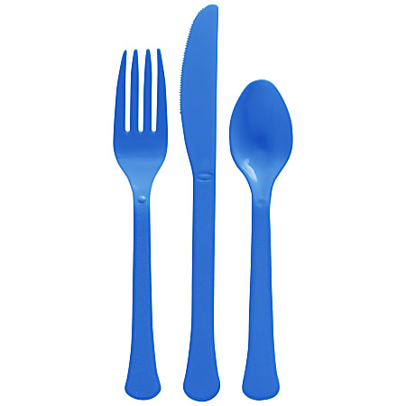 Amscan Boxed Heavyweight Cutlery Assortment, Bright Royal Blue, 200 Utensils Per Pack, Case Of 2 Packs