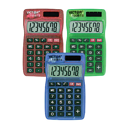 Victor® Dual-Power Pocket Calculators, Pack Of 5