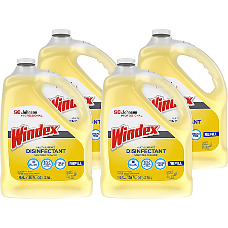 Windex® Multi-Surface Disinfectant Cleaner, Citrus Scent, 128 Oz Bottle, Pack Of 4