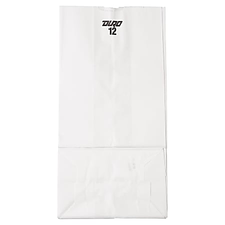 General Paper Grocery Bags, #12, 13 3/4"H x 7 1/16"W x 4 1/2"D, White, Pack Of 500 Bags