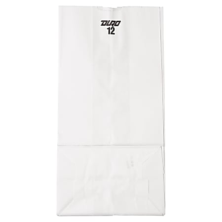 General Paper Grocery Bags, #12, 13 3/4"H x 7 1/16"W x 4 1/2"D, White, Pack Of 500 Bags