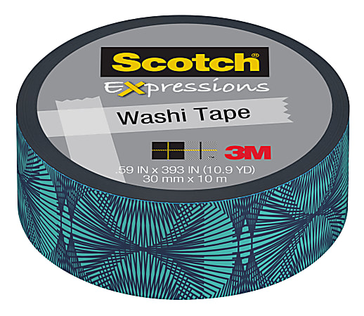 Scotch® Expressions Washi Tape, 3/5" x 393", Blue Illusion