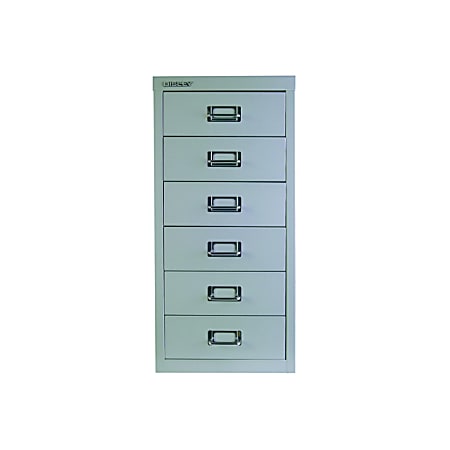 Bisley 15"D Vertical 6-Drawer Under-Desk Storage Cabinet, Metal, Silver