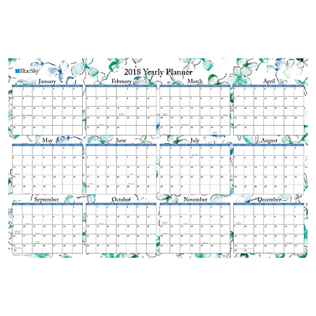 Blue Sky™ Yearly Erasable Laminated Planner, 36" x 24", Lindley, January to December 2018 (100030)