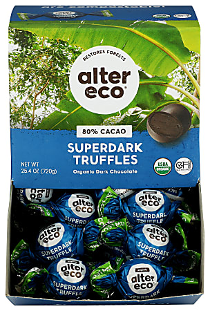 Alter Eco Organic Truffles, Super Dark Chocolate, 0.42 Oz, Total Qty 60