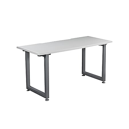 Vari Table 60"W x 24"D Computer Desk, White/Silver