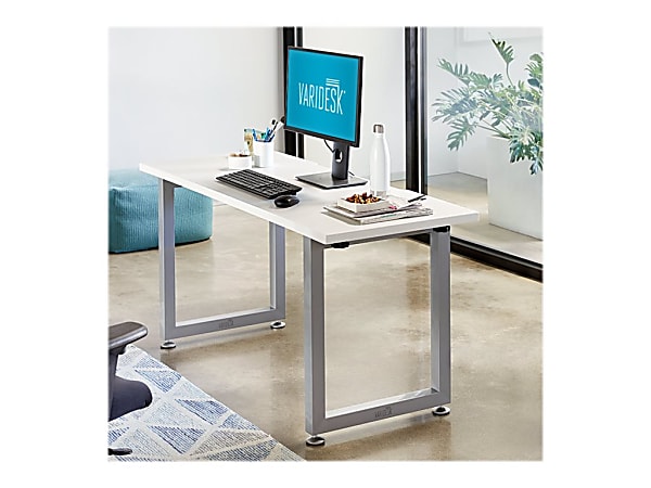 Vari Table 60 W x 24 D Computer Desk WhiteSilver Office Depot