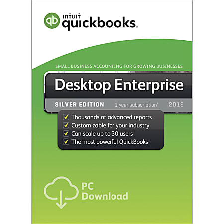Intuit® QuickBooks® Desktop Enterprise Silver 2019, 4-Users, 1-Year Subscription, Download