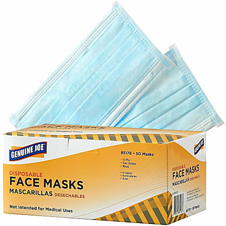 Genuine Joe Disposable Face Mask - Recommended for: Face - Particulate Protection - Blue - Disposable, Late - 85176