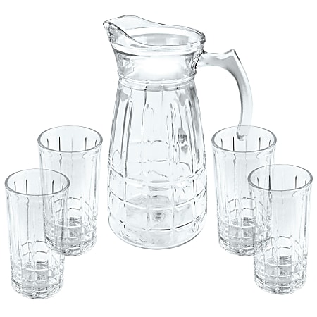 Gibson Home Great Foundations 4 Piece Tumbler Set 16 Oz ClearSquare Pattern  - Office Depot