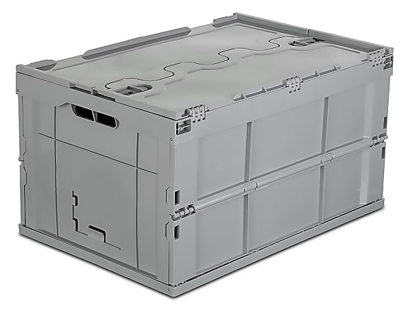 Mount It! Collapsible Plastic Storage Crate, 23.25" x 15.5" x 12.5", Gray