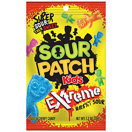 Sour Patch Kids Extreme Soft & Chewy Sour Candy, Assorted Fruit Flavors, 7.2 Oz, Total Qty 1