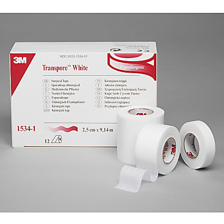 3M™ Transpore™ White Tape, 2" x 10 Yd., Pack Of 6