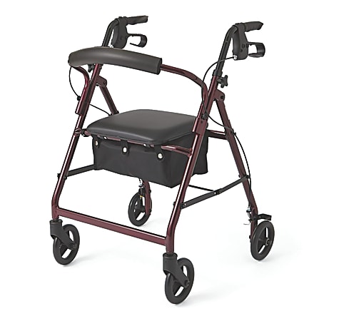 Medline Guardian Basic Rollator, 6" Wheels, Burgundy