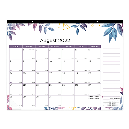 Blueline Colorful Monthly Academic Desk Calendar 22 x 17 Foliage August  2022 to July 2023 CA194177 - Office Depot