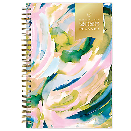 2025 Day Designer Weekly/Monthly Planning Calendar, 5” x 8”, Turquoise/Pink/Green, January 2025 To December 2025