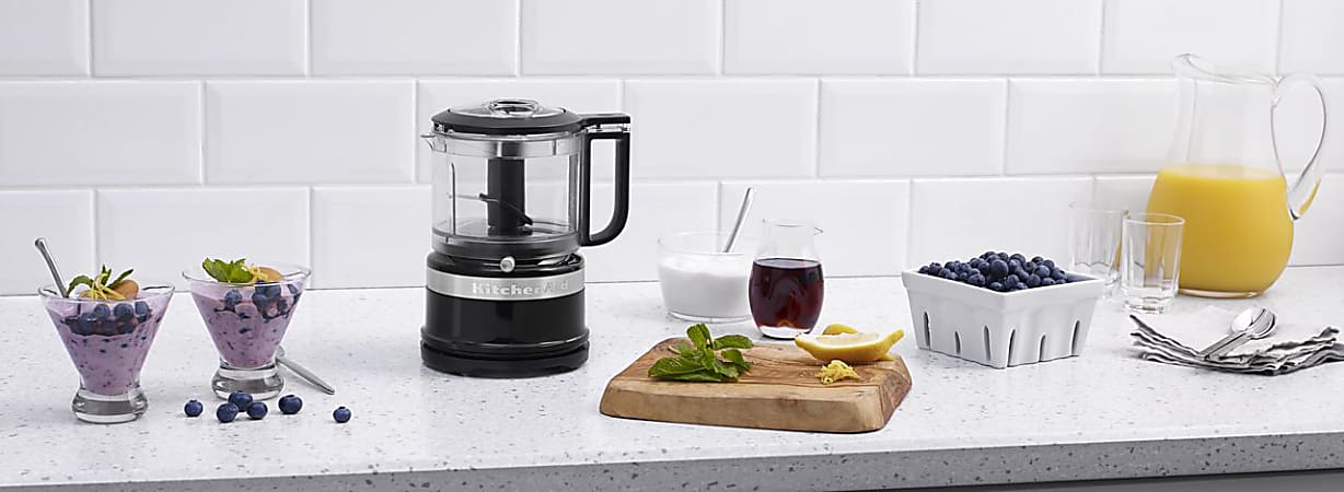 KitchenAid 3.5 Cup Mini Food Processor 3.5 Cup Capacity 2 Speed 240 W Motor Onyx Black ODP Business Solutions