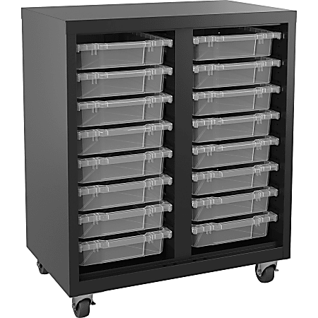 Lorell Pull-out Bins Mobile Storage Unit, Black/Clear