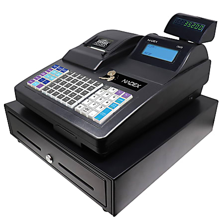 Nadex Coins CR600 Thermal-Print Electronic Cash Register, 18-3/4"H x 12-7/16"W x 18-1/8"D, Black