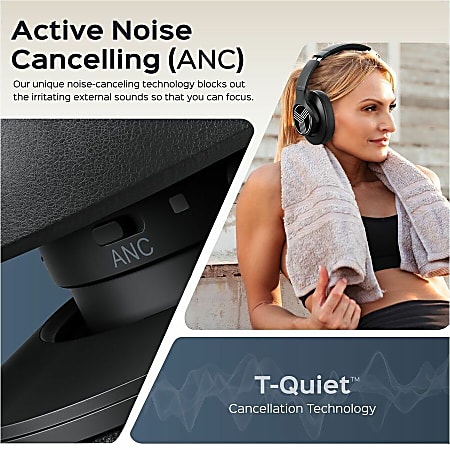 TREBLAB Z2 Over Ear Workout Headphones with Microphone Bluetooth 5.0 ANCWireless Headphones for Sport Running GymBlack Stereo Mini phone 3.5mm WiredWireless Bluetooth 32.8 ft 20 Hz 20 kHz Office Depot