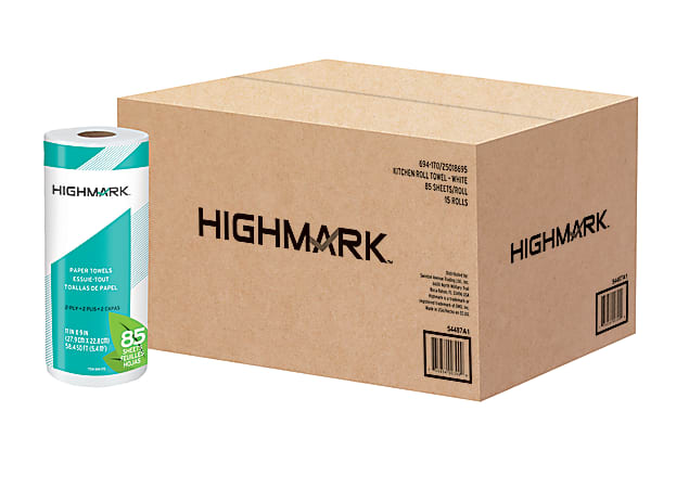 Highmark® ECO 2-Ply Paper Towels, 100% Recycled, 85 Sheets Per Roll, Pack Of 15 Rolls