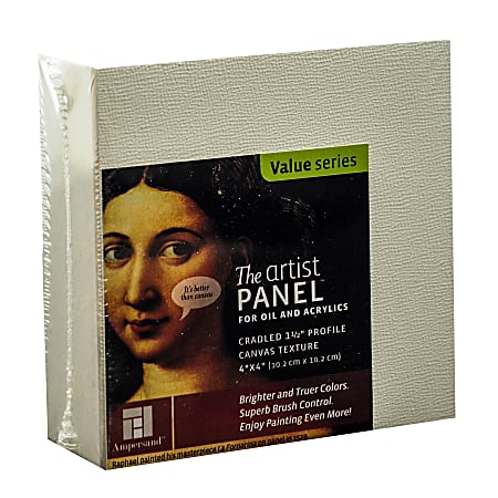 Ampersand Artist Panel Canvas Texture Cradled Profile, 4" x 4", 1 1/2", Pack Of 2