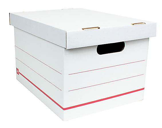 Office Depot Brand Standard Duty Corrugated Storage Boxes LetterLegal Size  15 x 12 x 10 60percent Recycled WhiteRed Pack Of 15 - Office Depot