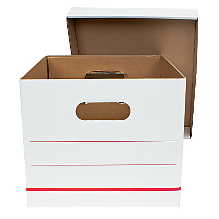 Office Depot Brand Standard Duty Corrugated Storage Boxes LetterLegal Size  15 x 12 x 10 60percent Recycled WhiteRed Pack Of 15 - Office Depot