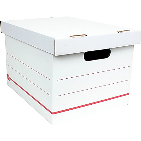 Office Depot Brand Standard Duty Corrugated Storage Boxes LetterLegal Size  15 x 12 x 10 60percent Recycled WhiteRed Pack Of 15 - Office Depot