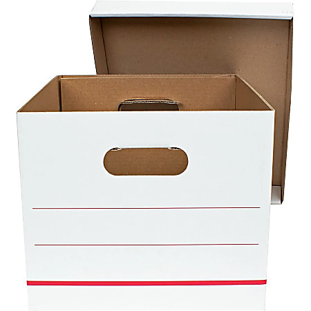 Office Depot Brand Standard Duty Corrugated Storage Boxes LetterLegal Size  15 x 12 x 10 60percent Recycled WhiteRed Pack Of 15 - Office Depot