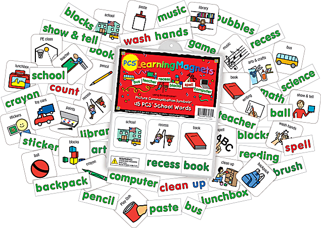 Barker Creek® Magnets, Learning Magnets®, PCS® School Words Set, Grades Pre-K+, Pack Of 90