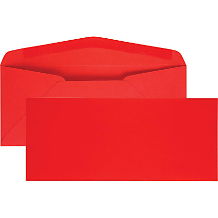 Quality Park #10 Business Envelopes, Windowless, Gummed Seal, Red, Pack Of 25 Envelopes