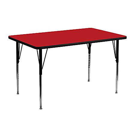 Flash Furniture 48"W Rectangular HP Laminate Activity Table With Standard Height-Adjustable Legs, Red