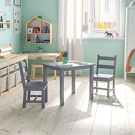 Flash Furniture Kids 3-Piece Table And Chair Set, Gray