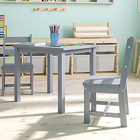 Flash Furniture Kids 3 Piece Table And Chair Set Gray Office Depot