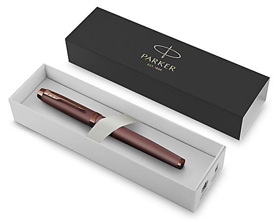 Parker IM Monochrome Fountain Pen, Burgundy Finish and Trims, Medium Point, Blue Ink, Gift Box