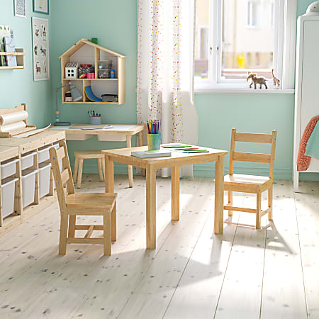 Flash Furniture Kids 3-Piece Table And Chair Set, Natural