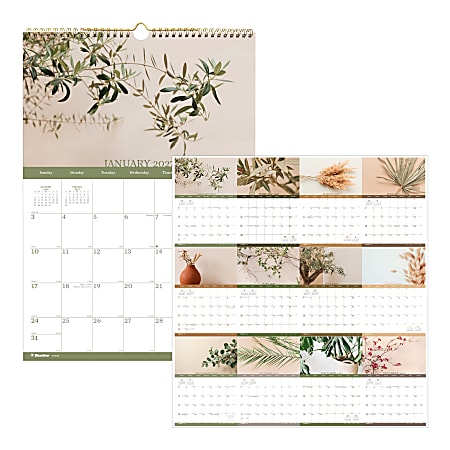 2027 Blueline Colorful Monthly Wall Calendar, 12" x 17", Minimalist, January To December, C173121, Total Qty 1